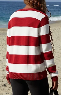 John Galt Red & White Striped Martha Sweater
