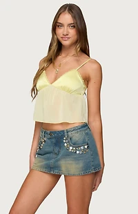 Edikted Krisa Sheer Chiffon Babydoll Top