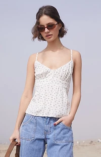 John Galt White & Black Floral Tiffany Tank Top