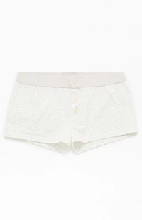 John Galt White & Pink Floral Boyshorts