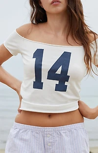 John Galt White Bonnie 14 Off-The-Shoulder Top