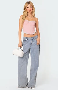 Edikted Tempting Textured Ruffle Hem Corset