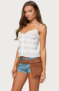 Edikted Chrissa Embroidered Cotton Ruffle Top