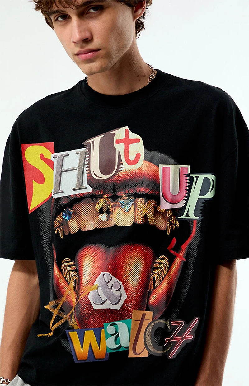 Pacsun Shut Up & Watch Cropped Boxy T-Shirt