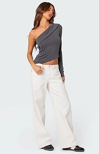 Edikted Fold Over One Shoulder Top