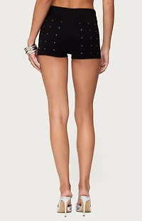 Edikted Harley Rhinestone Knit Shorts