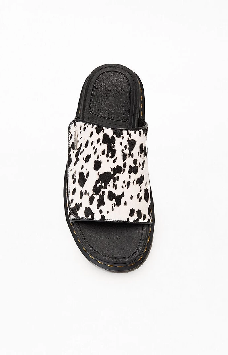 Dr Martens Women's Zebzag Dalmatian Hair On Leather Strap Platform Sandals