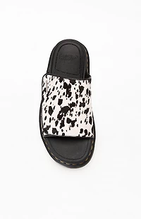 Dr Martens Women's Zebzag Dalmatian Hair On Leather Strap Platform Sandals