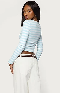 Edikted Phoebey Striped V-Neck Top