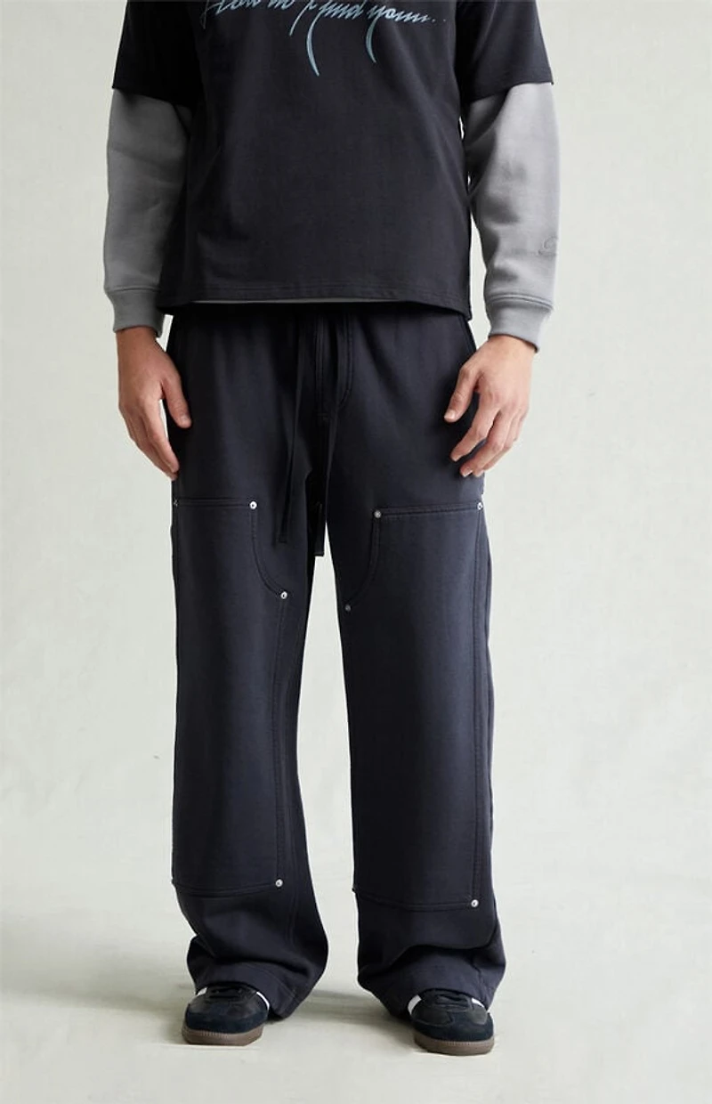 Pacsun Black Paneled Carpenter Fleece Extreme Baggy Sweatpants