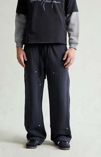 Pacsun Black Paneled Carpenter Fleece Extreme Baggy Sweatpants