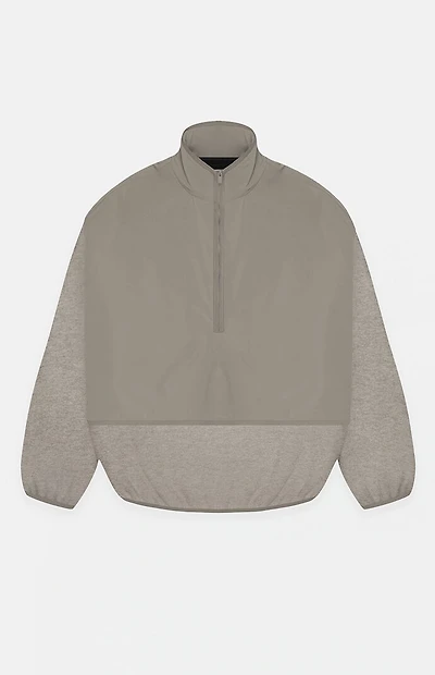 Fear of God ESSENTIALS Dust Heather Grey Nylon Fleece Mock Neck Sweatshirt