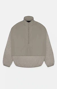 Fear of God ESSENTIALS Dust Heather Grey Nylon Fleece Mock Neck Sweatshirt