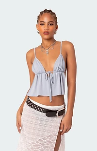 Edikted Rylee Tie Front Open Back Top