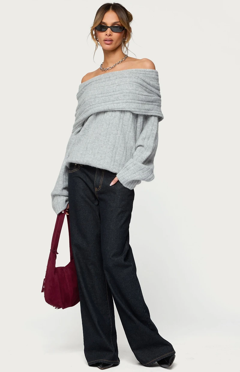 Edikted Kadenna Oversized Off Shoulder Sweater