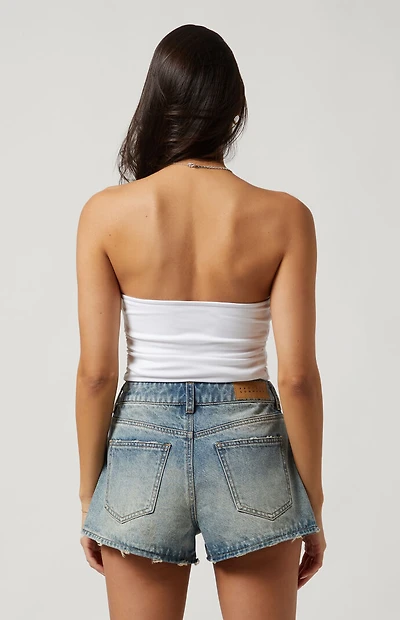 Pacsun Medium Indigo Distressed Denim Mom Shorts