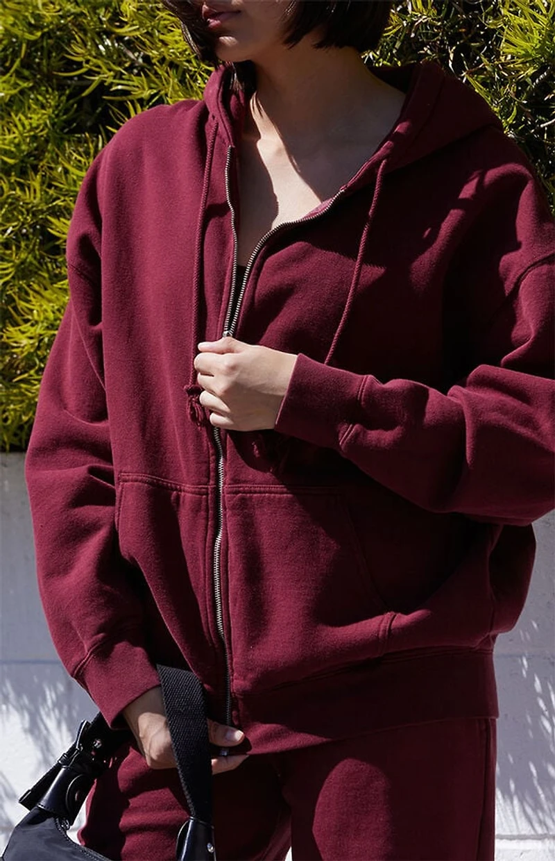 John Galt Burgundy Full Zip Hoodie