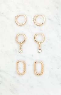 LA Hearts 3 Pack Mini Hoop Earrings