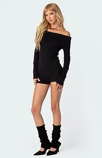 Edikted Pandorah Off Shoulder Knitted Romper