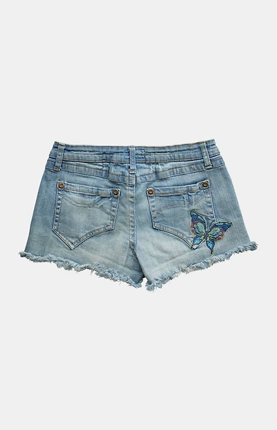 PS VINTAGE 2000s Y2K Light Blue Low Rise Micro Jean Shorts