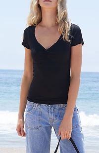 John Galt Black Gina Cinched Top