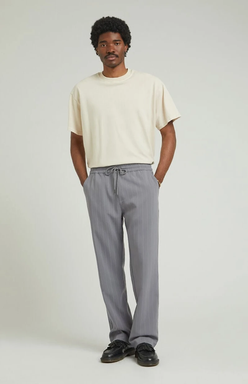 Pacsun Charcoal Pinstripe Liam Straight Trousers