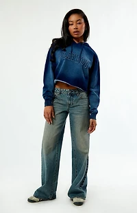 Playboy By PacSun Frayed Applique Cropped Hoodie