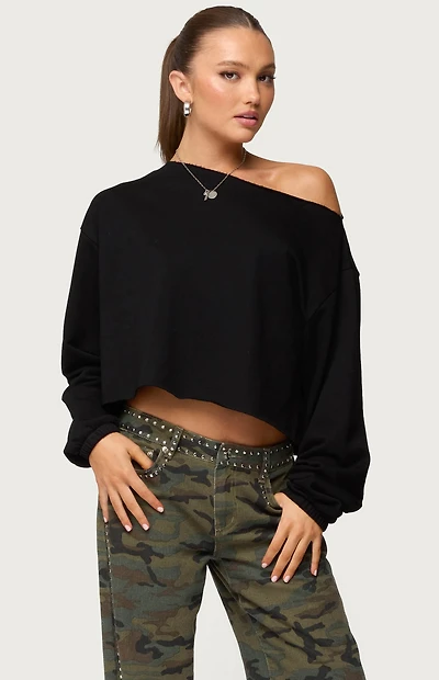 Edikted Aveline Off Shoulder Light Sweatshirt