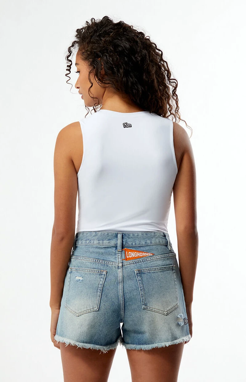 HYPE & VICE Texas Longhorns High Waisted Relaxed Patched Denim Shorts