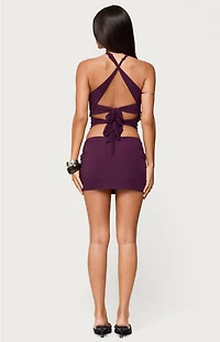 Edikted Maggi Knotted Backless Mesh Top