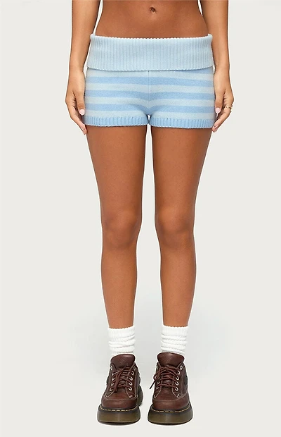 Edikted Saphi Striped Foldover Knit Shorts