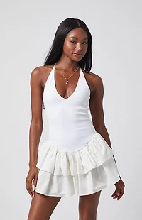 Beverly and Beck Drop Waist Halter Mini Dress