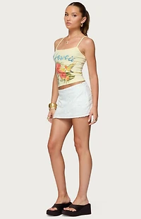 Edikted Textured Floral Eyelet Mini Skort