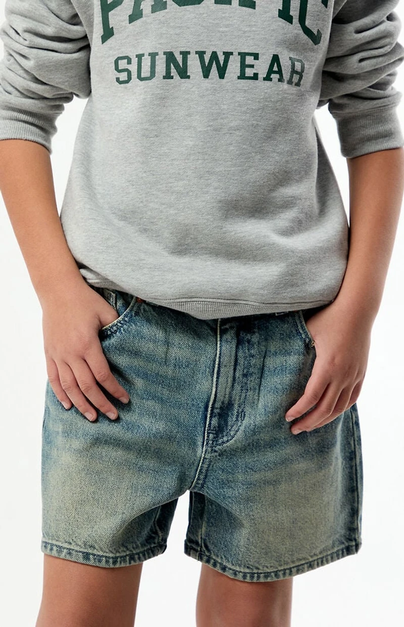 Pacsun Kids Baggy Denim Shorts Medium Blue Tinted