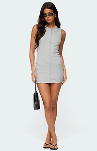 Edikted Rey Button Up Ribbed Mini Dress