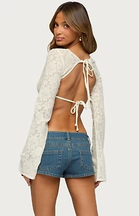 Edikted Flaura Backless Sheer Lace Top