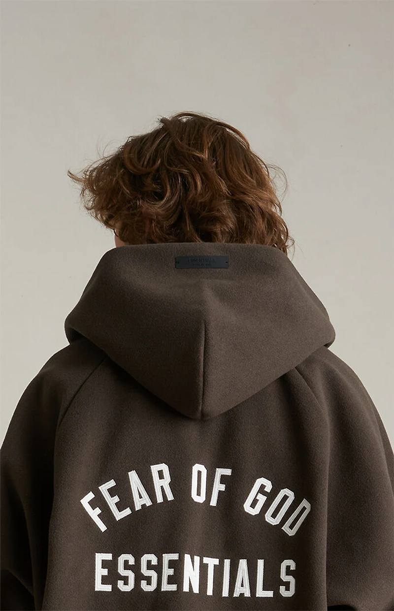 Fear of God ESSENTIALS Brown Brushed Yarn Hooded Bomber Jacket