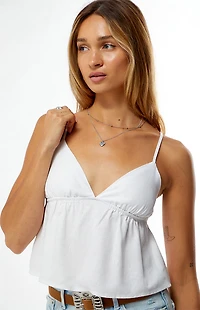 LA Hearts Linen V-Neck Babydoll Tank Top