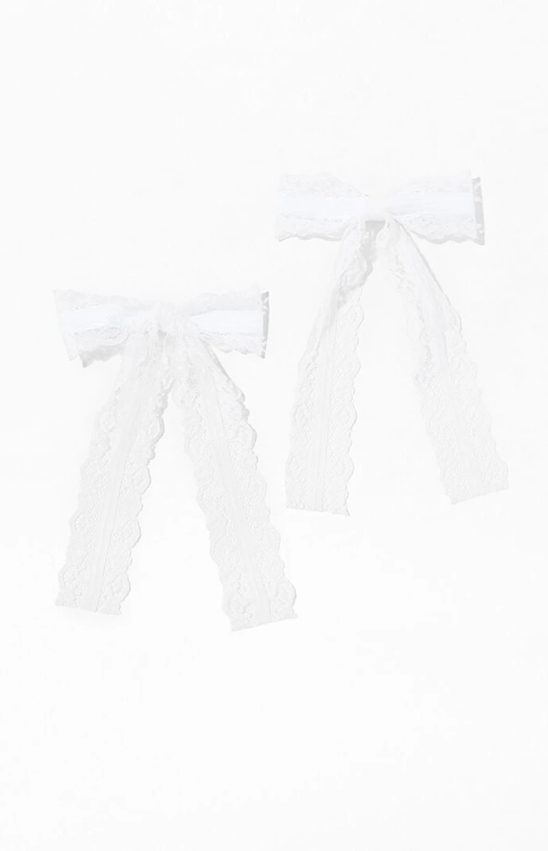LA Hearts 2 Pack Scalloped Lace Bow Hair Clips
