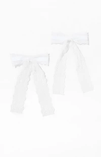 LA Hearts 2 Pack Scalloped Lace Bow Hair Clips
