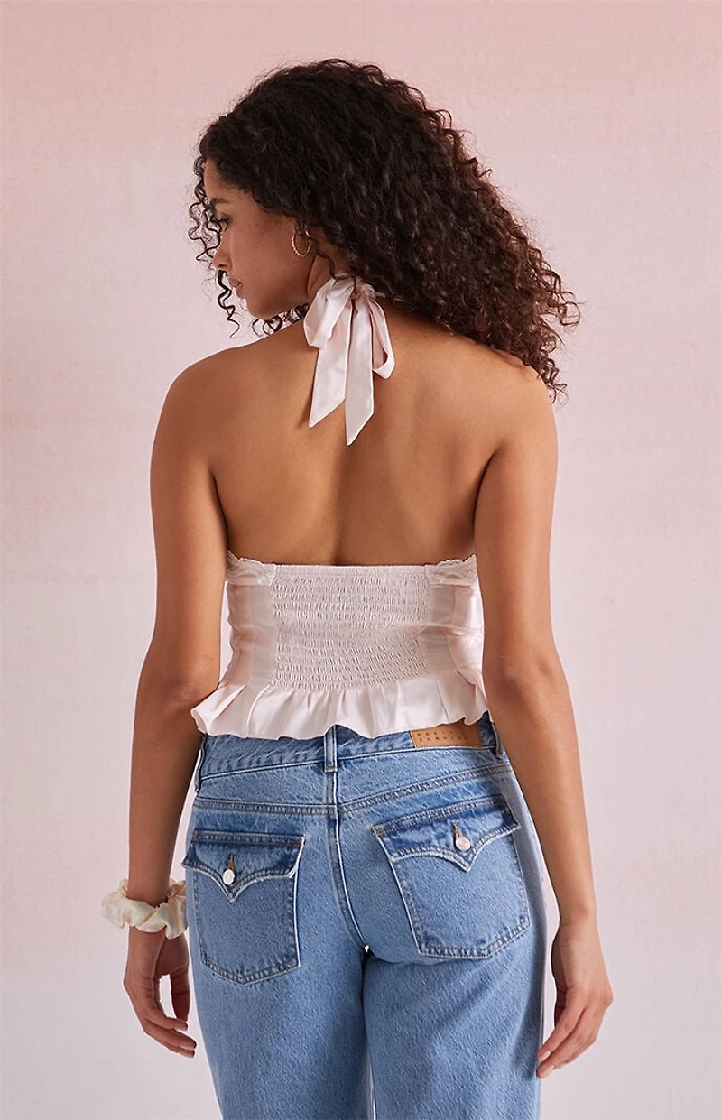 Beverly and Beck Bella Lace Trim Halter Top