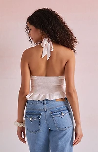 Beverly and Beck Bella Lace Trim Halter Top