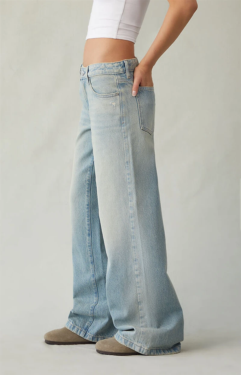 Pacsun Casey Low Rise Baggy Jeans Ripped Light Blue