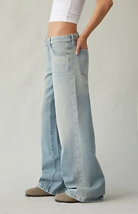 Pacsun Casey Low Rise Baggy Jeans Ripped Light Blue