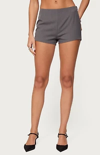 Edikted Riya Pinstripe Tailored Micro Shorts