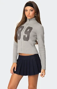 Edikted 89 High Neck Zip Up Sweater