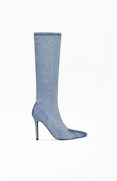 AZALEA WANG Women's Calana Denim Stiletto Boots