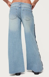 Edikted Zippered Washed Wide Leg Jeans
