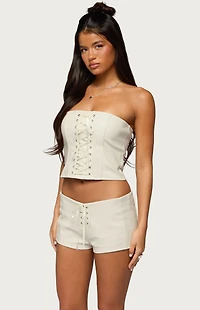 Edikted Wilde Lace Up Faux Leather Corset