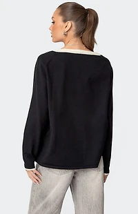 Edikted Contrast V Neck Knit Sweater